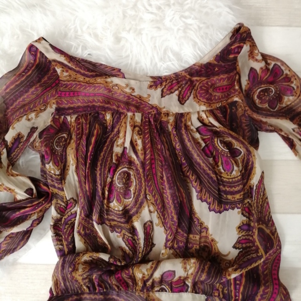 Zara colorful print silky blouse